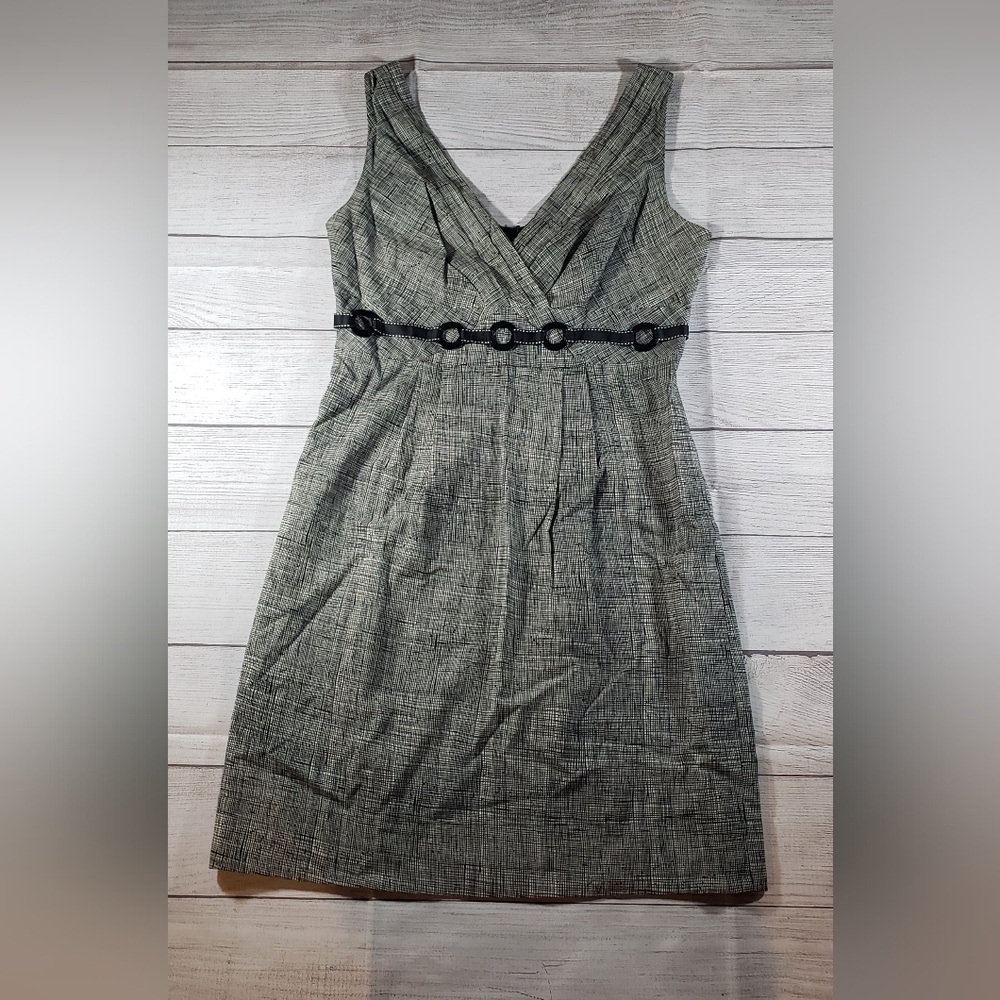 Gray Pleated Buttoned Sheath Midi Dress